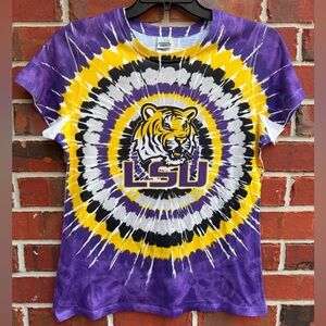 Creative Apparel Concepts LSU Tigers Women’s Large Tie-Dye Short Sleeve Shirt F3